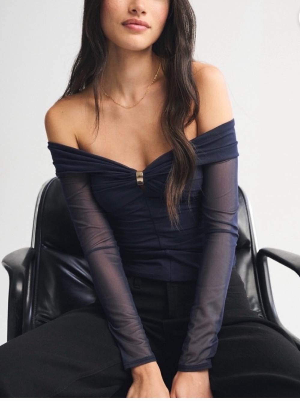 Abercrombie navy off the shoulder top size small